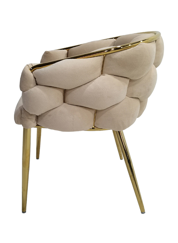 Vanity Living Dining Room Chair With Velvet Fabric With Gold Metal Legs, Cream