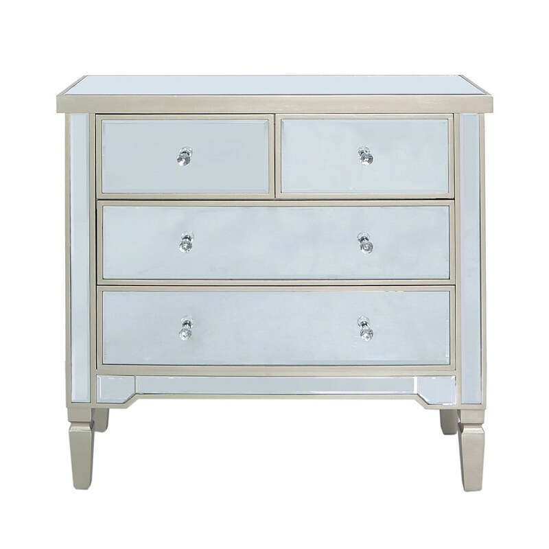 

VANITY LIVING Chest of Drawers - 4 Drawers Treviso Gold Mirrored