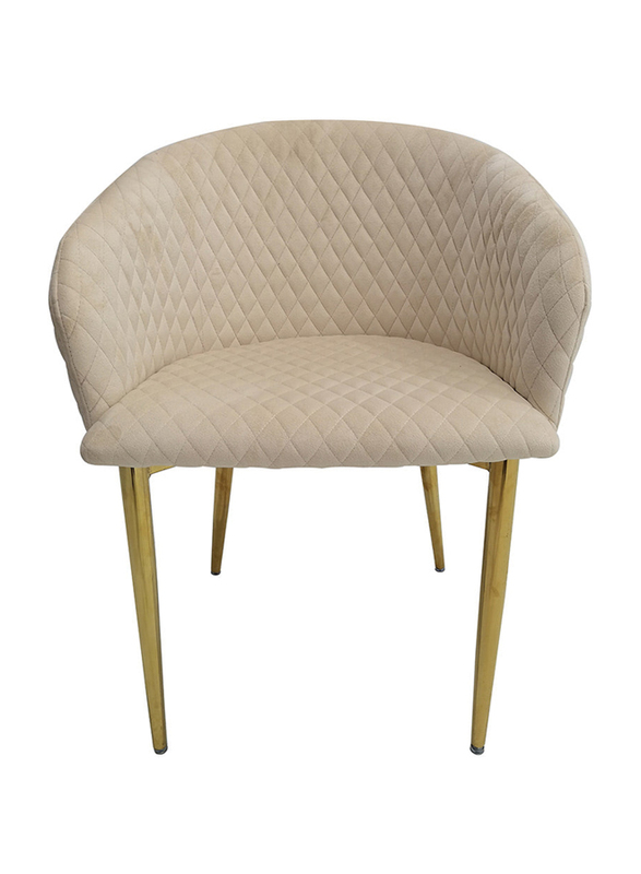 Vanity Living Modern Dining Chair With Velvet Fabric With Gold Metal Legs, Cream