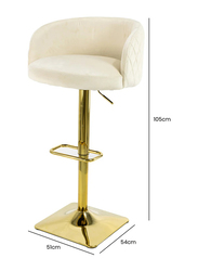 Vanity Living Santos Modern Velvet Bar Stool With Adjustable Height, White