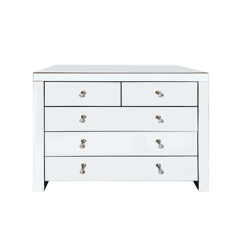 

VANITY LIVING Chest of Drawers - 5 Drawers Palma Mirror Chest of Drawers