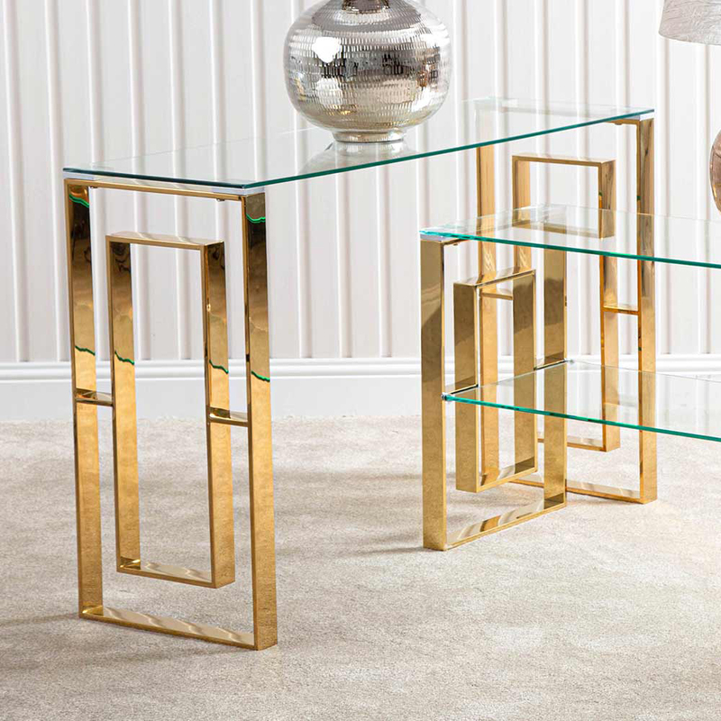 Vanity Living Console Table Modern Tempered Glass Top, Multicolour