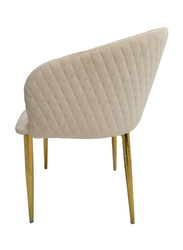 Vanity Living Modern Dining Chair With Velvet Fabric With Gold Metal Legs, Cream