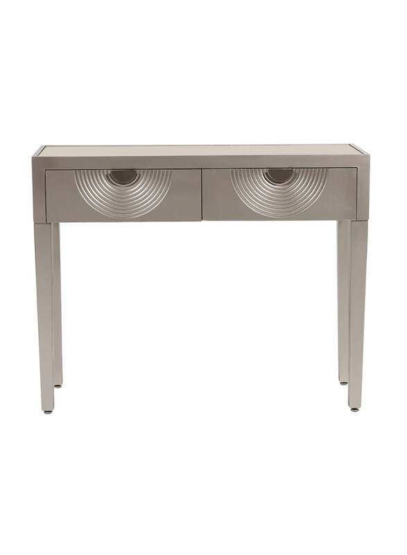 

Vanity Living 2-Drawers Gold Slim Hallway Console Table With Mirrored Tabletop Finish, 105cm, Grey