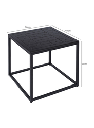 Vanity Living Bed Side Table with Semicircle Design Wooden Tabletop & Sturdy Metal Frame, Black