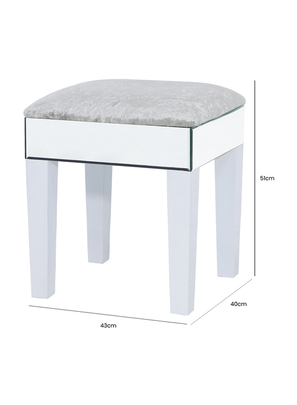 Vanity Living Dressing Table Stool with Clear Mirror Vanity Stool Padded Velvet Cushions, Multicolour