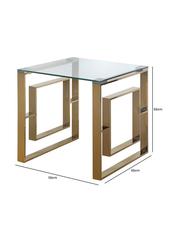 

Generic Vanity Living Accent Side Table with Tempered Glass Tabletop, Multicolour