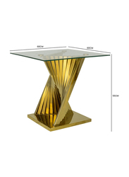 Vanity Living Side Table Tempered Glass Top End Table, Sofa Table With Stainless Steel Gold Base, Clear/Gold