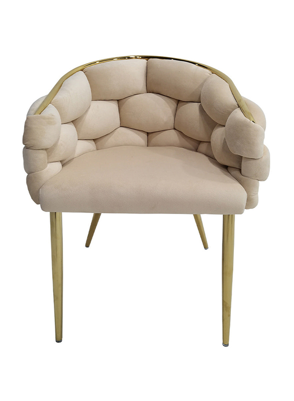 Vanity Living Dining Room Chair With Velvet Fabric With Gold Metal Legs, Cream