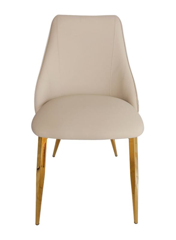 

Vanity Living Velvet and PU Leather Seat Dining Chair with Gold Metal Legs for Living & Bedroom, Cream/Gold