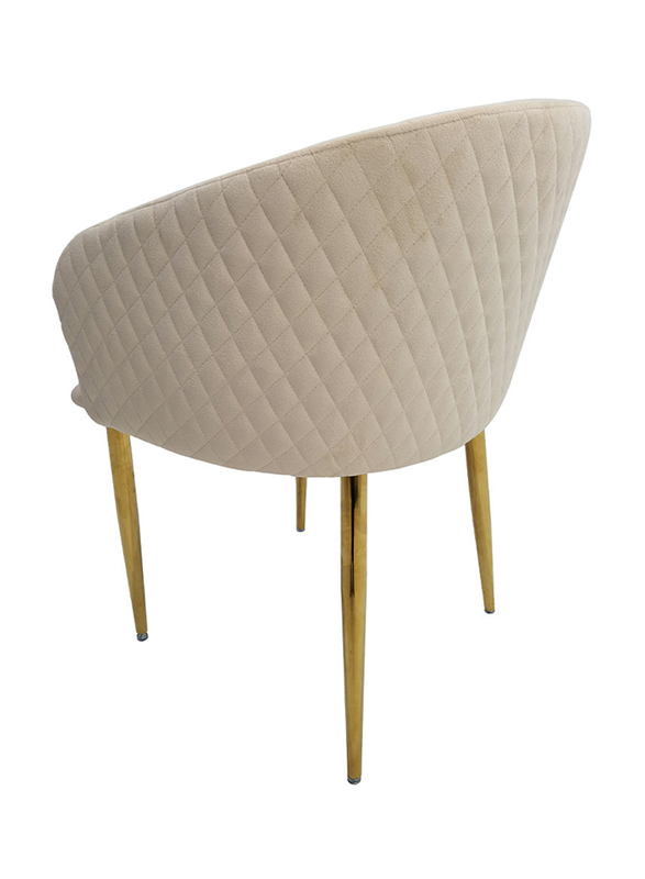 Vanity Living Modern Dining Chair With Velvet Fabric With Gold Metal Legs, Cream