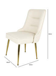 Vanity Living Modern Dining Armless Chair With PU Fabric and Shiny Gold Stainless Steel Legs, White