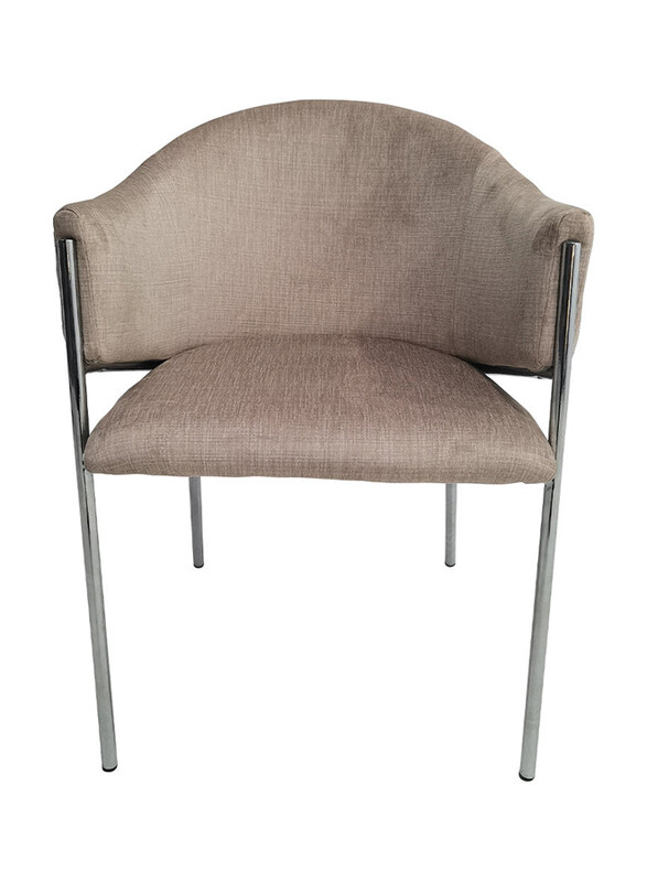 

Generic Vanity Living Modern Dining Room Chair With Taupe Velvet Fabric With Chrome Metal Legs, Grey