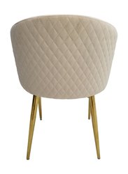 Vanity Living Modern Dining Chair With Velvet Fabric With Gold Metal Legs, Cream