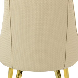 Vanity Living Velvet and PU Leather Seat Dining Chair with Gold Metal Legs for Living & Bedroom, Cream/Gold