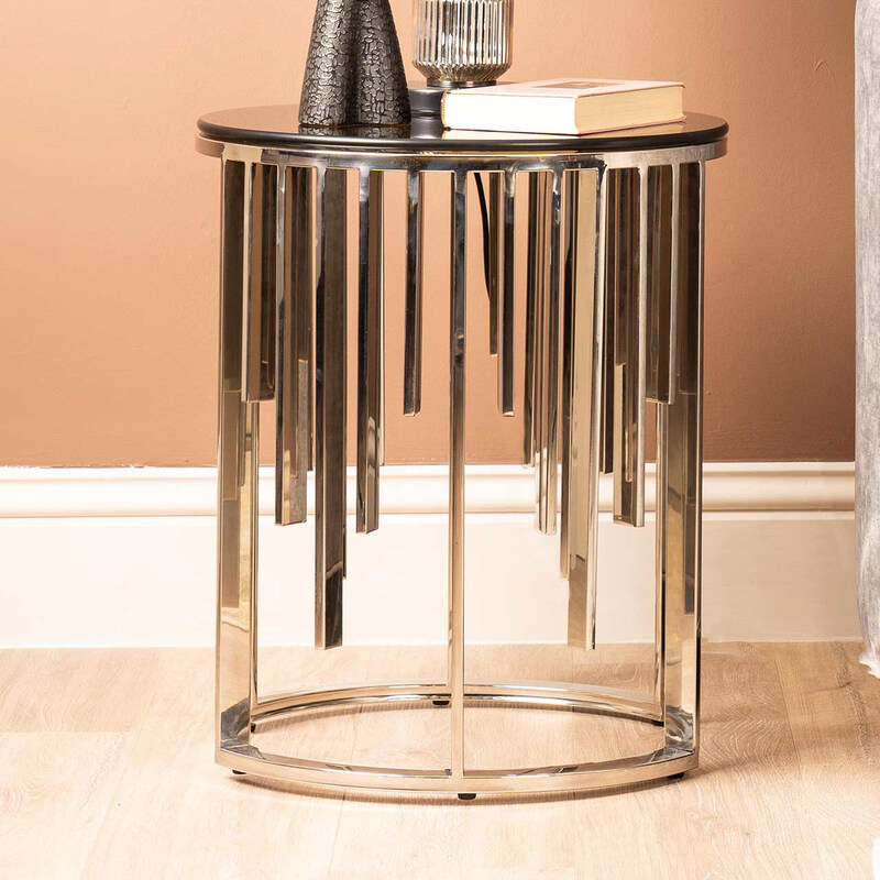 

Vanity Living Round Side Table with Clear Tempered Glass Top End and Stainless Steel Base, 55.5cm, Assorted