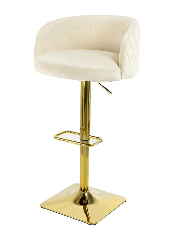 Vanity Living Santos Modern Velvet Bar Stool With Adjustable Height, White