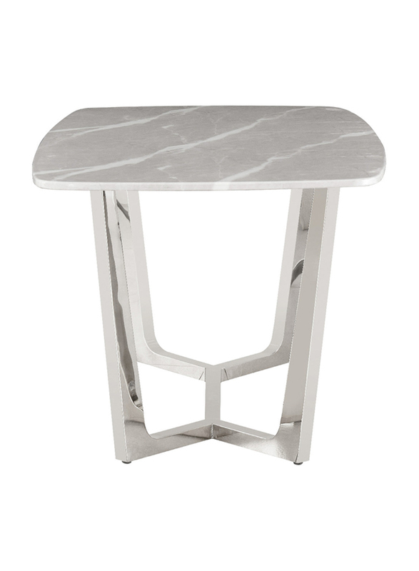 Vanity Living Large Dining Table With Marble Stone Top, Grey