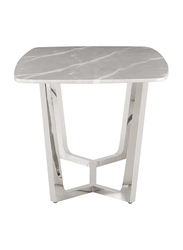 Vanity Living Large Dining Table With Marble Stone Top, Grey