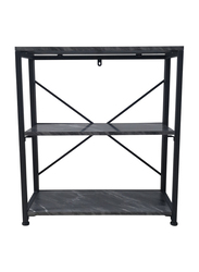 Vanity Living Black & White Marble Top with Metallic Frame 3-Tier Shelving Rack Unit for Living Room, Black