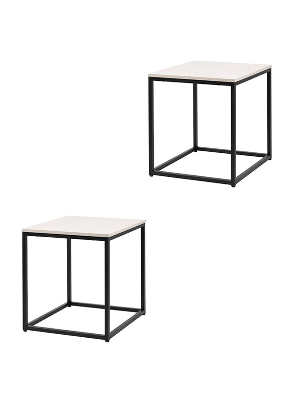 

Generic Metal Marble Top Side Lamp Tables for Living Room, 2 Pieces, Black/White