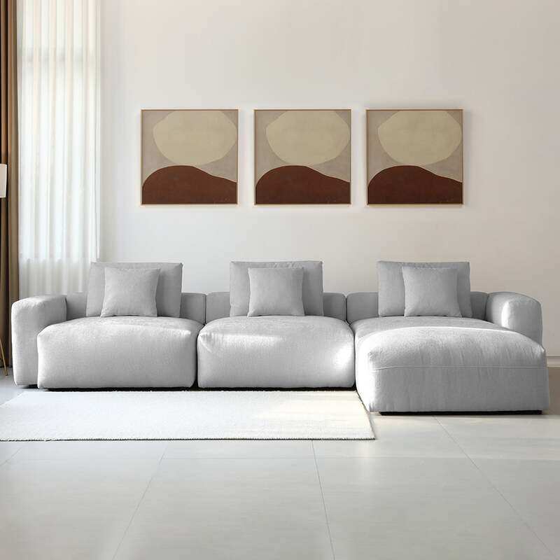 

Vanity Living Viano L-Shape 4-Seater Sofa, Grey, Goose Down Cushions, Movable Ottoman