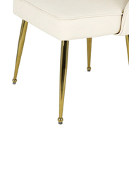 Vanity Living Modern Dining Armless Chair With PU Fabric and Shiny Gold Stainless Steel Legs, White