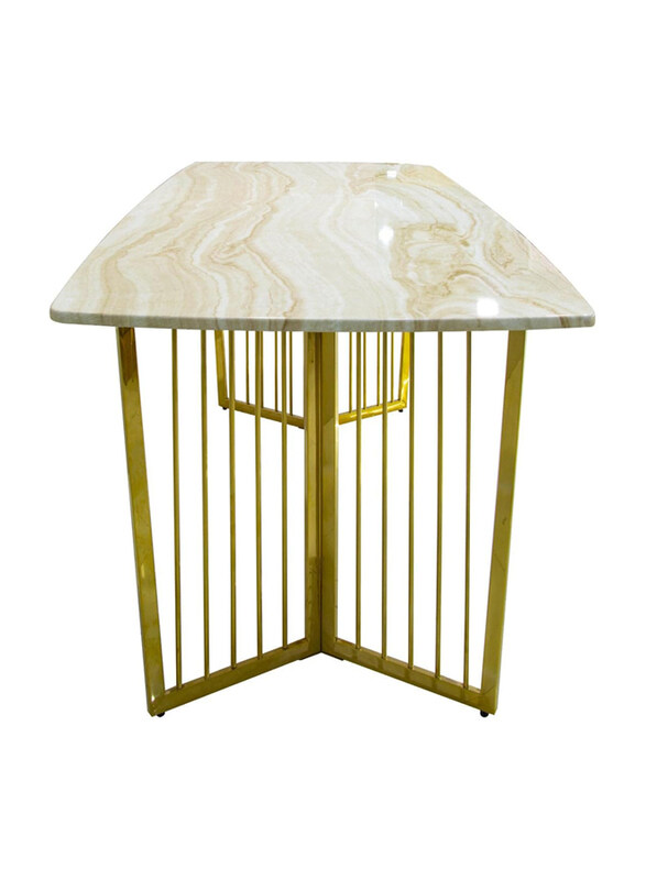 

Vanity Living Marble Stone Top & Modern Stainless-Steel Legs Dinner Breakfast Table, Gold