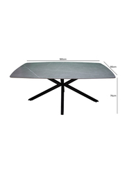 Vanity Living Modern Rectangular Dining Table with Slate Sintered Stone Marble Top, Grey