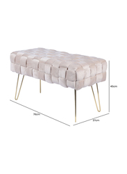 Vanity Living Modern Bedside Bench With Gold Metal Legs, Cream