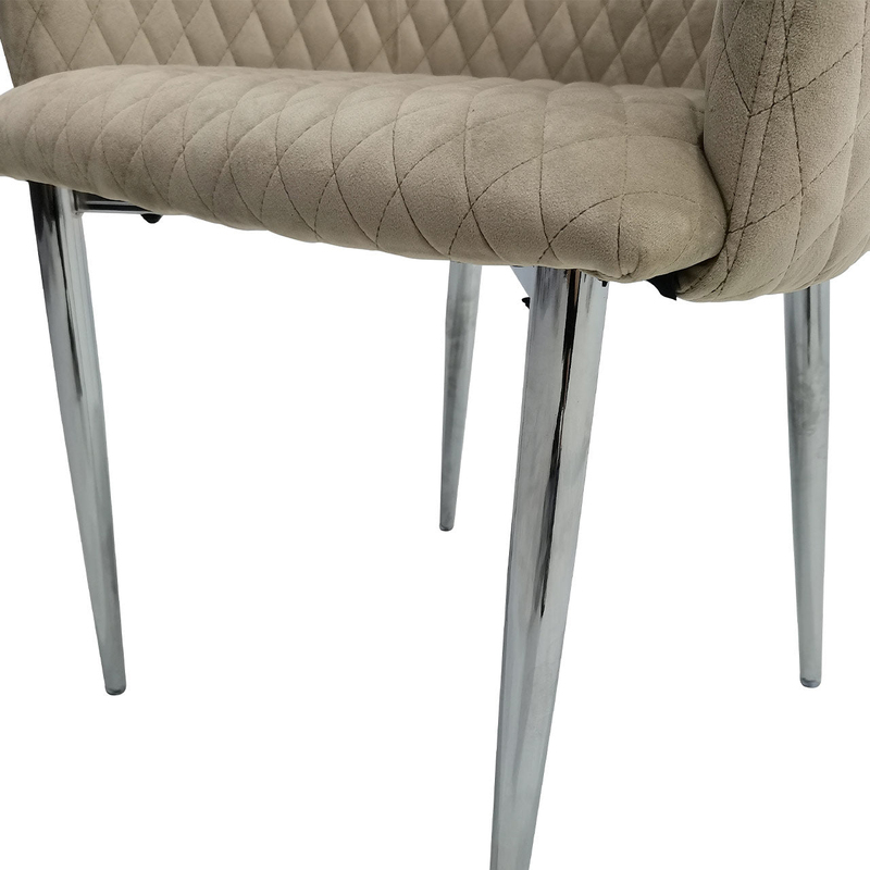 Vanity Living Modern Dining Chair With Chrome Metal Legs, Cream