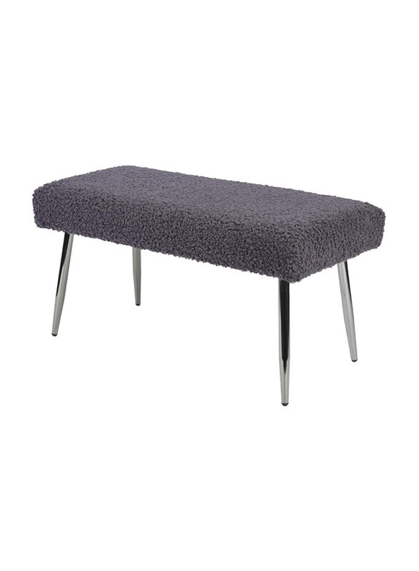 

Vanity Living Modern Bedside Bench with Charcoal Boucle Fabric Ottoman End with Chrome Metal Legs, Grey/Silver