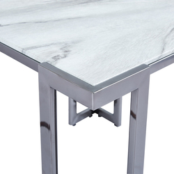 Vanity Living Sepano Marble Glass Top End with Gunmetal Stainless Steel Base Side Table, Multicolour