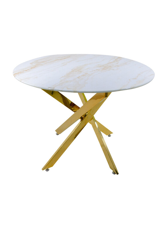 

Generic Vanity Living Dining Table With Glass Marble Craft Top, White/Gold