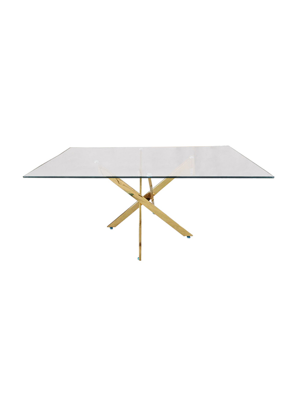 

Generic Vanity Living Dining Room Dinner Table with Tempered Glass Top, Clear/Gold