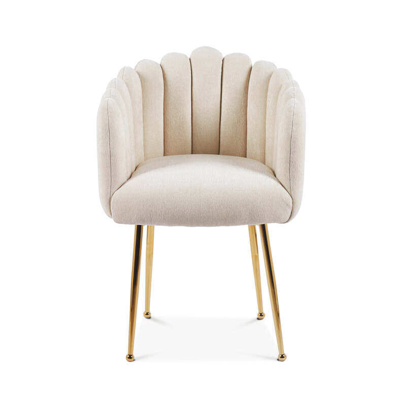 

VANITY LIVING Veneto Cream Dining Chair, Modern Upholstered Chair with Elegant Wooden Legs for Dining Room, Kitchen, and Living Room