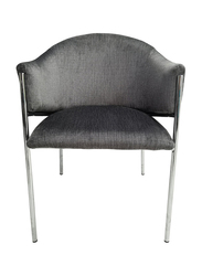 Vanity Living Modern Armchair With Velvet Fabric With Chrome Metal Legs, Grey