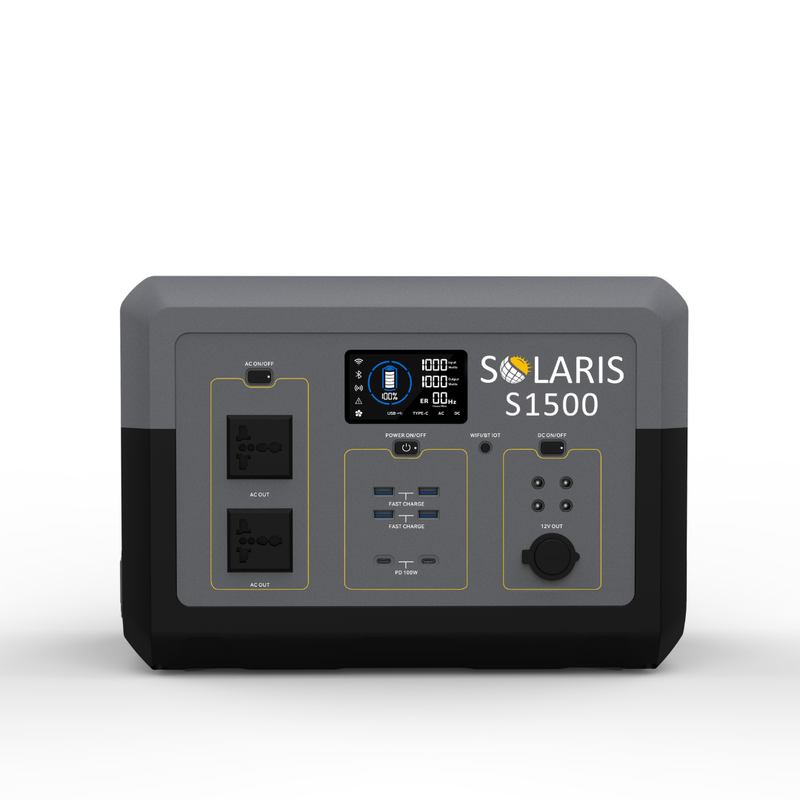 

CAPSOL S1500 Solar Power Station, Portable Power System 1500W, 1280Wh, fast charging generator 1.5 Hrs to 100%, USB-C PD 3.0, LED Lights for Camping,