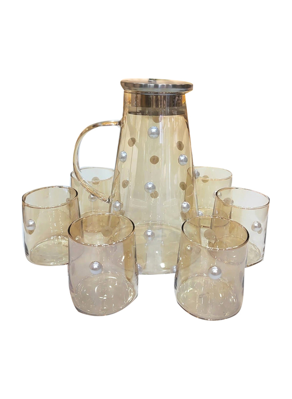 

Generic 7-Piece Set Glass Jug & High Quality Glasses, 287, Gold