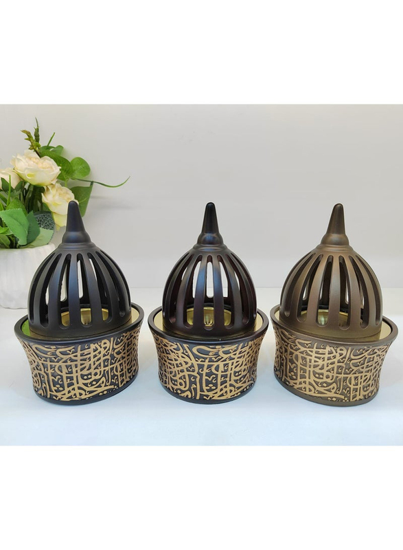 Frankincense Resin Charcoal Bakhoor Incense Burners, Black/Gold