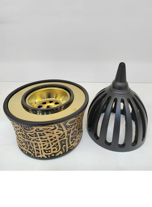 Frankincense Resin Charcoal Bakhoor Incense Burners, Black/Gold