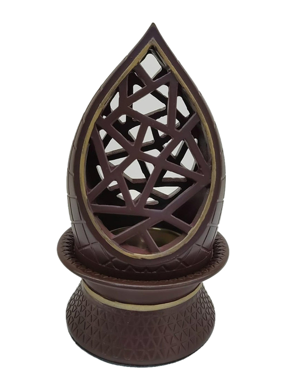 Damanhoor Calligraphy Style Closed Frank Incense Bakhoor Burner, Brown