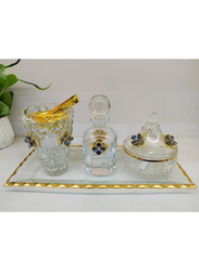 Damanhoor Beautifull Bakhoor Incense Burner, 4 Pieces, Clear/Gold