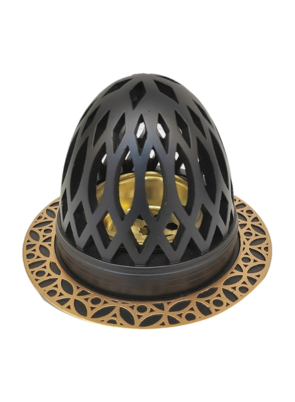 Bakhoor Beautiful Design Resin Incense Burner With Magnet Cover Damanhoor, Black/Gold