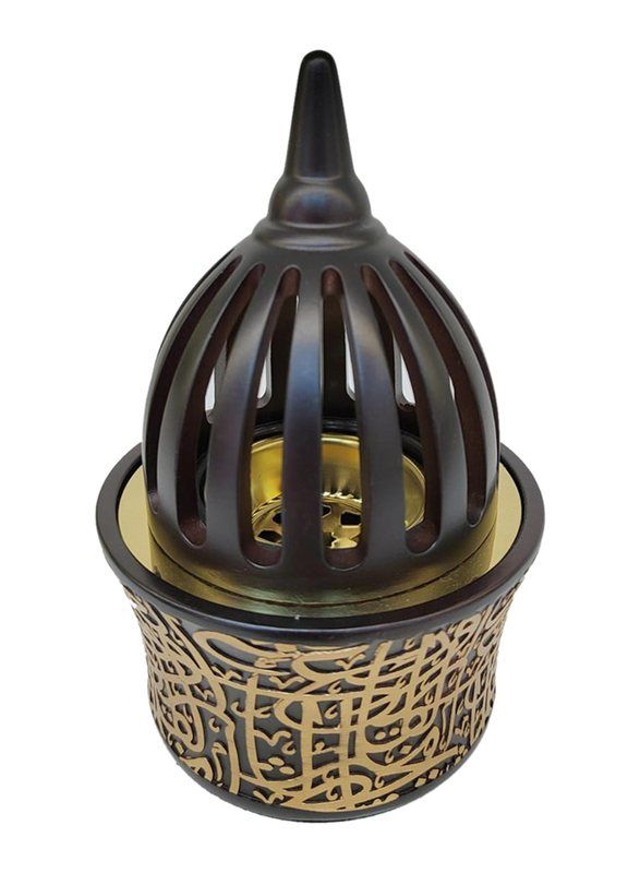 

Generic Bakhoor Beautiful Design Resin Incense Burner With Magnet Cover Damanhoor, Black/Gold