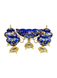 5-Piece Candy Bowl Nuts Chocolate Saffron & Dates Serving Bowl, 1Blue, Blue/Gold