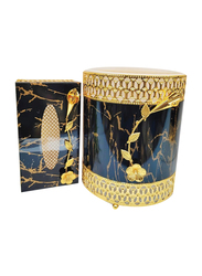 Luxury Gold Black Waste Bin With Tissue Box Set, Black/Gold