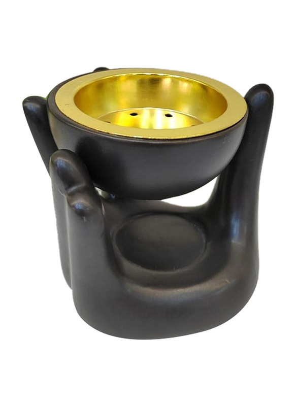 Damanhoor Oud Frankincense Charcoal Metal Incense Bakhoor Burner, Black