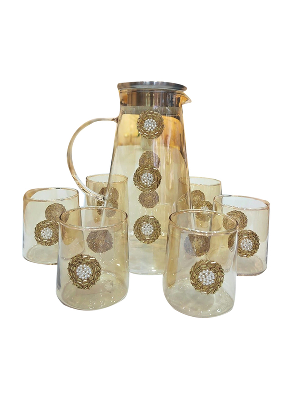 7-Piece Set Glass Jug & High Quality Glasses, 207, Gold