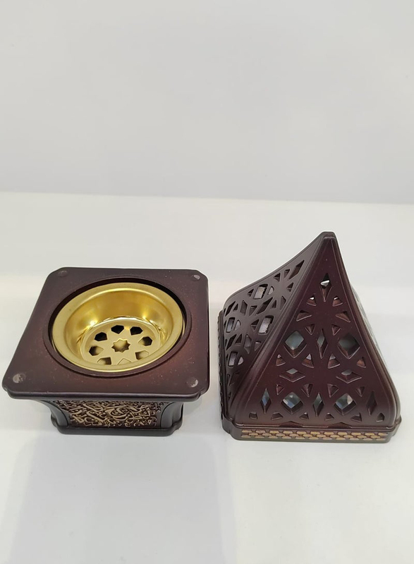 Charcoal Oud Frankincense Resin Incense Bakhoor Burner, Brown